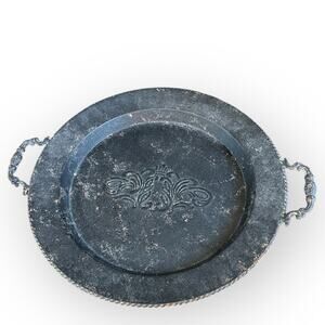 Gorgeous Vintage metal tray grey black brown design found in Grandma‘s attic